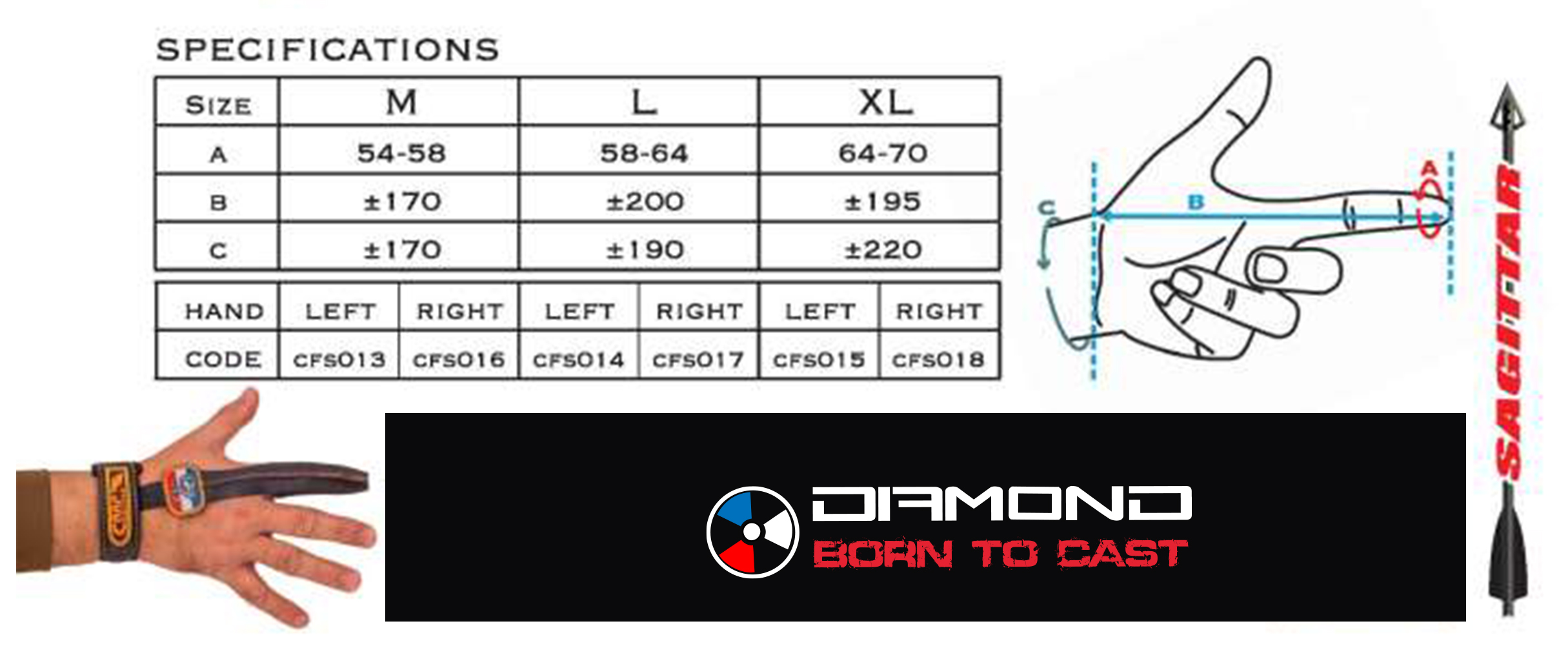 guide de  taille doigtier de protection diamond